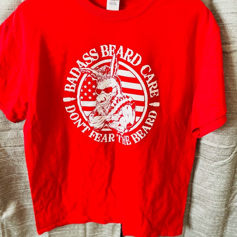 Badass Beard care red tshirt- size large